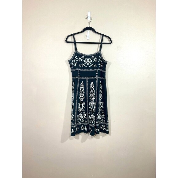 Unbranded Dresses & Skirts - Womens Embroidered Floral Knee Length Dress S Black Fairy Grunge Boho Festival